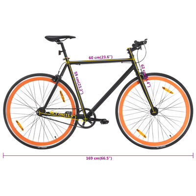 vidaXL Bicikl s fiksnim zupčanikom crno-narančasti 700c 59 cm