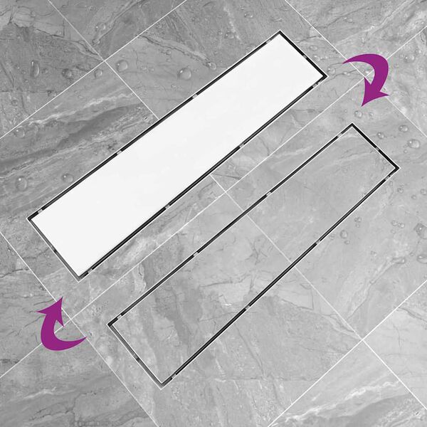 vidaXL Odvod za tu&scaron; s poklopcem 2-u-1 53 x 14 cm od nehrđajućeg čelika