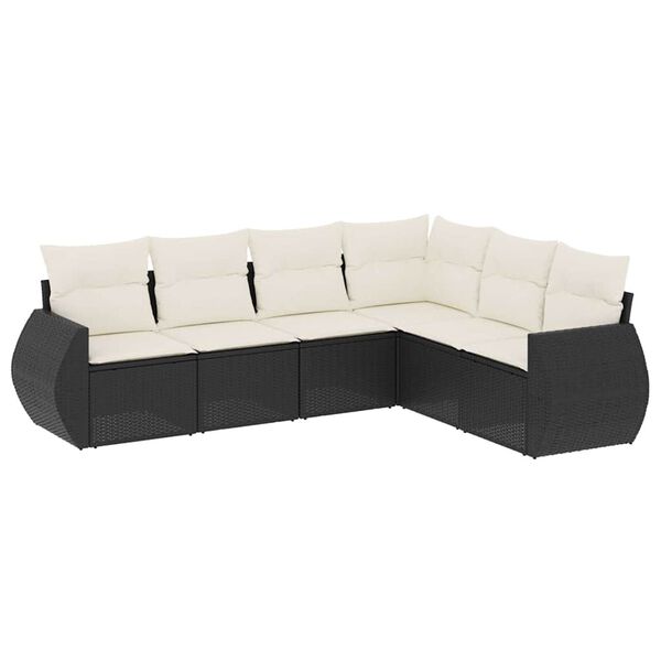 vidaXL 6-dijelni set vrtnih sofa s jastucima crni od poliratana