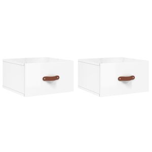 vidaXL Zidni noćni ormarići 2 kom visoki sjaj bijeli 35x35x20 cm