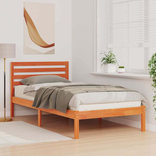 vidaXL Krevetna konstrukcija s uzglavljem Vosak smeđa 75 x 190 cm