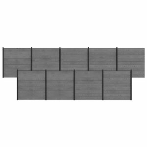 vidaXL Set ograde 1564 x 186 cm WPC i aluminij Siva