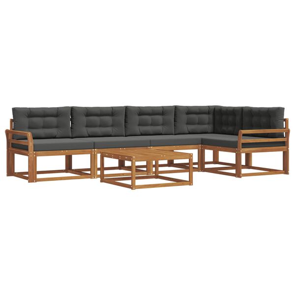 vidaXL Set vanjskih sofa s jastukom 6 pcs Prirodna i antracit