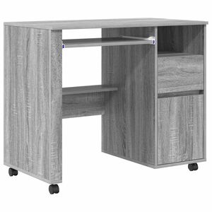 vidaXL Stol s kotačićima Siva Sonoma Konstruirano drvo 91 x 50 x 77 cm