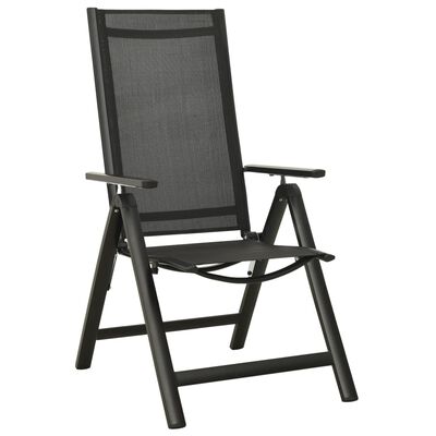 vidaXL Sklopive vrtne stolice 2 kom od tekstilena i aluminija crne