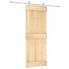 vidaXL Klizna vrata Prirodna i bijela 80 x 210 cm Čvrsta borovina