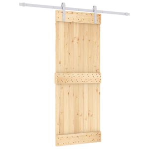 vidaXL Klizna vrata Prirodna i bijela 80 x 210 cm Čvrsta borovina