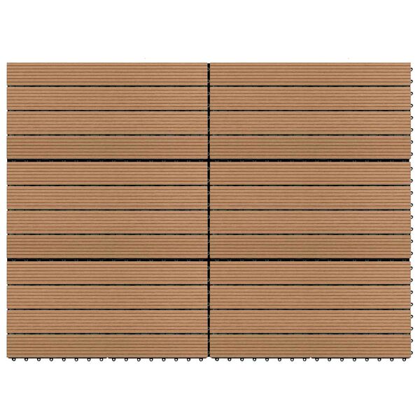 vidaXL Pločice za decking 6 pcs Smeđa 60 x 30 cm Drvoplastična smjesa
