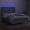 vidaXL Krevet box spring s madracem LED svjetlosivi 140x200 cm tkanina