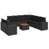 vidaXL 10-dijelni set vrtnih sofa s jastucima crni od poliratana