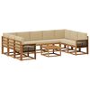 vidaXL Set vanjskih sofa 10 pcs Prirodna i bež Čvrsto drvo akacije
