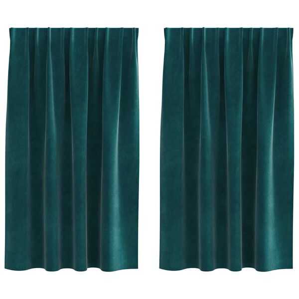 vidaXL Zavjese za zamračivanje 2 pcs Tamnozelena 140 x 140 cm Bar&scaron;un