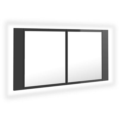 vidaXL LED kupaonski ormarić s ogledalom sjajni sivi 90x12x45 akrilni