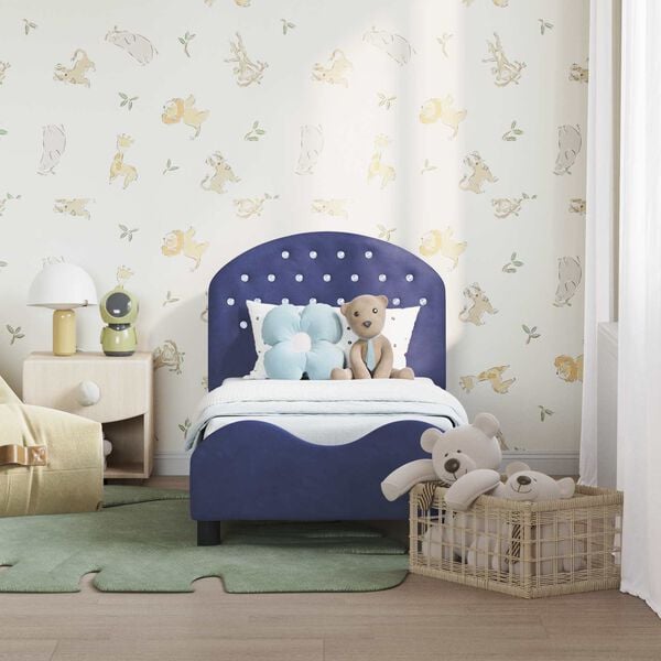 vidaXL Okvir kreveta za malu djecu s naslonom Policijska plava