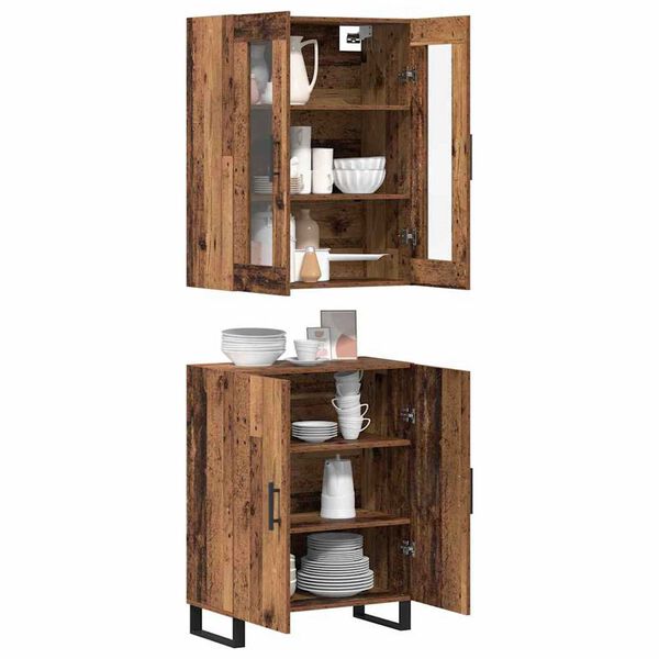 vidaXL Highboard 2 pcs Staro drvo Konstruirano drvo