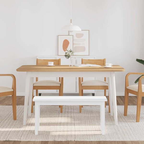 vidaXL Klupa 90 cm bijela puna drvena guma