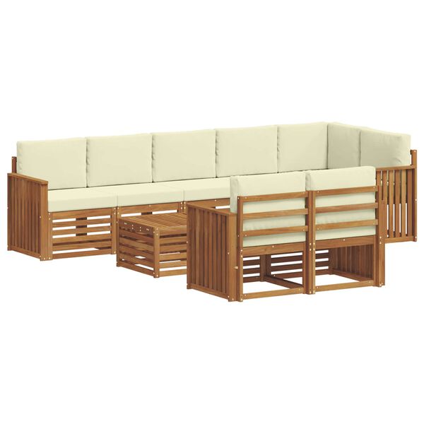 vidaXL Setovi sofa 9 pcs Prirodna i krem Čvrsto drvo akacije