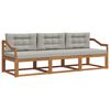 vidaXL Set vanjskih sofa s jastukom 3 pcs Prirodna i svijetlo siva