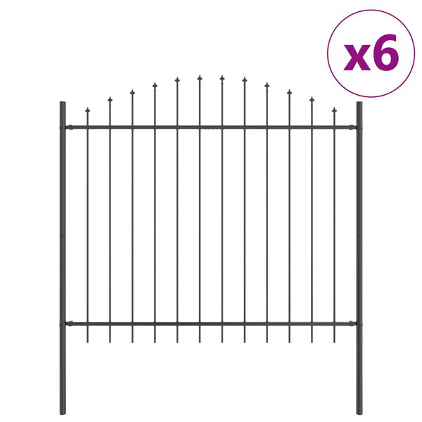 vidaXL Vrtna Ograda 6 pcs Siva 170 x 165 cm Čelik s prahom premazan