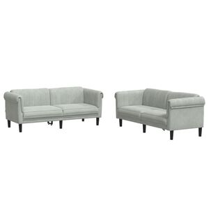 vidaXL 2-dijelni set sofa svjetlosivi bar&scaron;unasti