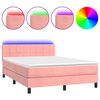 vidaXL Krevet box spring s madracem LED ružičasti 140x190cm bar&scaron;unasti