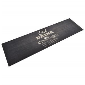 vidaXL Kuhinjski tepih perivi s natpisom crni 45 x 150 cm bar&scaron;unasti