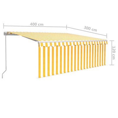 vidaXL Tenda na ručno uvlačenje s roletom 4 x 3 m žuto-bijela