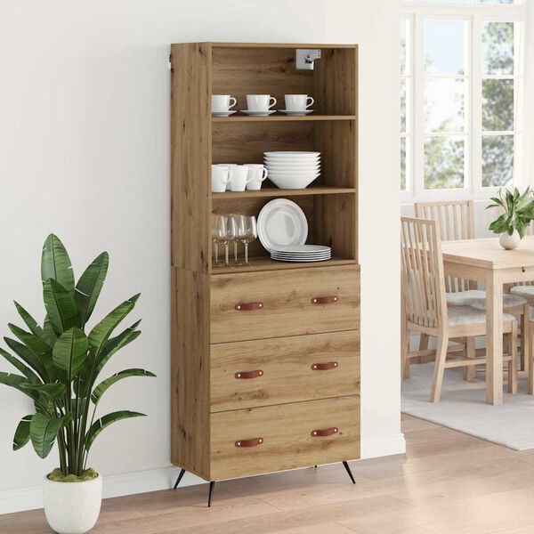 vidaXL Highboard Umjetnički hrast 69,5 x 34 x 180 cm Konstruirano drvo
