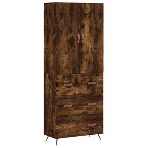 vidaXL Visoka komoda dimljeni hrast 69,5x34x180 cm konstruiranog drva