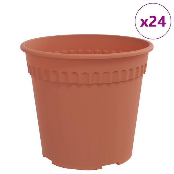 vidaXL Okrugla saksija za cveće 24 pcs Crvena cigla &Oslash; 19 x 16 cm