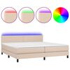 vidaXL Krevet box spring madrac LED cappuccino 200x200cm umjetna koža