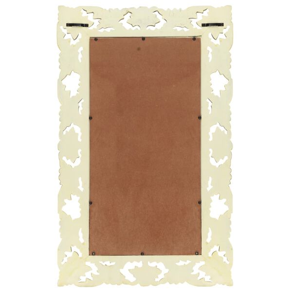 vidaXL Ručno izrezbareno ogledalo bijelo 80 x 50 cm masivno drvo manga