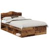 vidaXL Krevetna konstrukcija s uzglavljem Staro drvo 135 x 190 cm