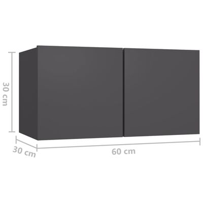 vidaXL Viseći TV ormarić sivi 60 x 30 x 30 cm