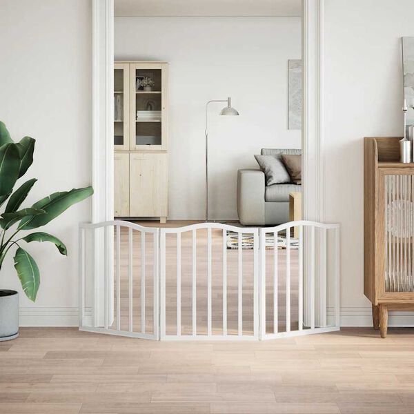 vidaXL Vrata za pse s 3 panela sklopiva bijela 150 cm od drva topole