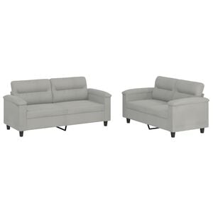 vidaXL 2-dijelni set sofa s jastucima svjetlosivi od mikrovlakana