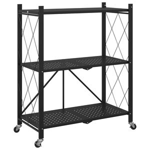 vidaXL Polica za odlaganje na kotačima Crna 71x34x88 cm Čelik