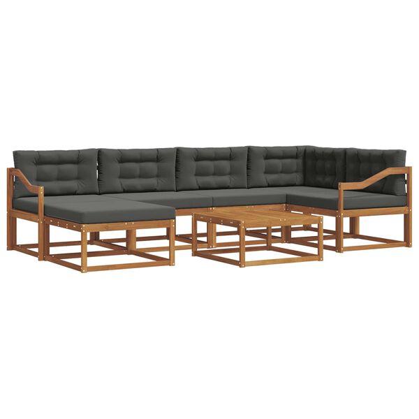vidaXL Set vanjskih sofa s jastukom 7 pcs Prirodna i antracit