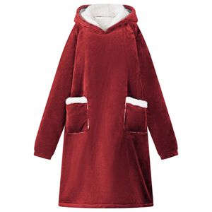 vidaXL Deka majica s kapuljačom Bordeaux Crvena M Flis i flanel