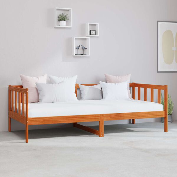 vidaXL Dnevni krevet s madracem Vosak smeđa i bijela 90 x 200 cm