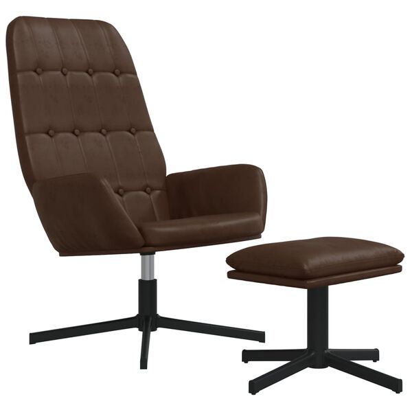 vidaXL Stolica za opuštanje s tabureom od sjajne smeđe umjetne kože
