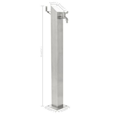 vidaXL Vrtni stup za vodu od nehrđajućeg čelika četvrtasti 95 cm