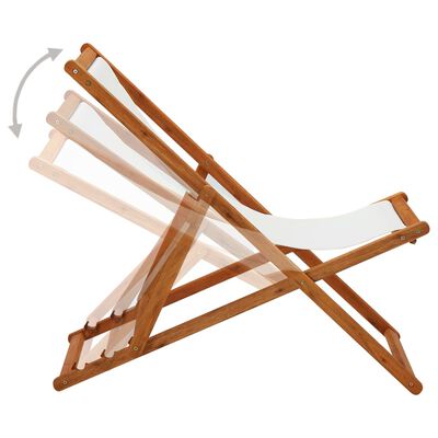 vidaXL Sklopiva stolica za plažu od drva eukaliptusa i tkanine bijela