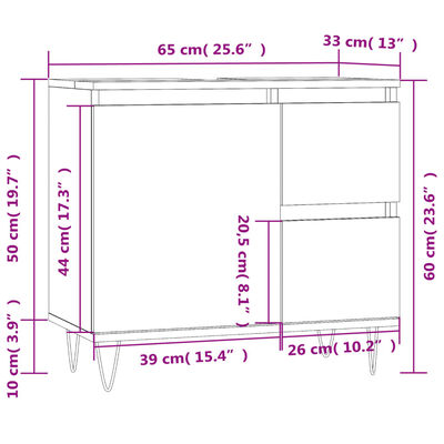 vidaXL Kupaonski ormarić boja betona 65x33x60 cm od konstruiranog drva