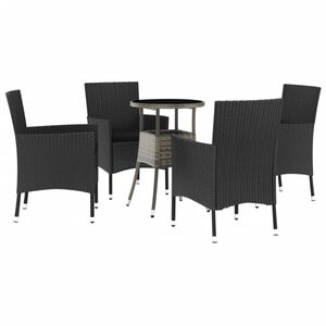 vidaXL 5-dijelni vrtni bistro set od poliratana s jastucima crni