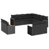 vidaXL 11-dijelni set vrtnih sofa od poliratana s jastucima crni