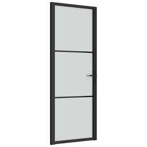 vidaXL Unutarnja vrata 76 x 201,5 cm crna od mat stakla i aluminija