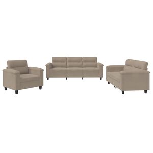 vidaXL 3-dijelni set sofa s jastucima smeđesivi od mikrovlakana