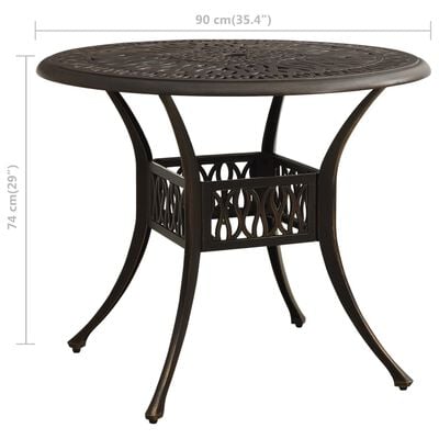 vidaXL Vrtni stol brončani 90 x 90 x 74 cm od lijevanog aluminija