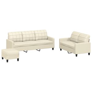 vidaXL 3-dijelni set sofa s jastucima krem od umjetne kože